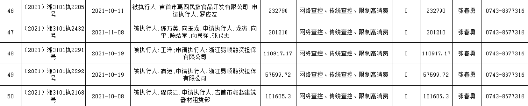 吉首市人民法院無(wú)財(cái)產(chǎn)可供執(zhí)行案件公示（2022年度第一批）(圖4)